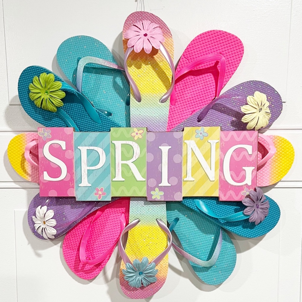 Spring Wreath, Front Door Wreath, Flip Flop Wreath, Beach House